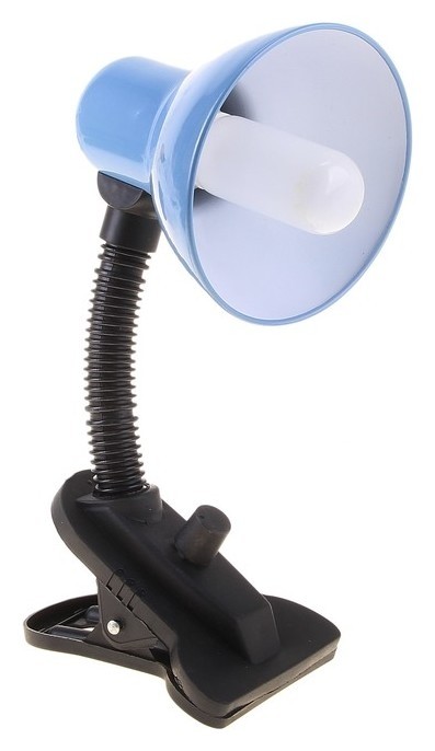 Лампа настольная на прищепке Blue голубая, с регулятором освещения 
Лампа настольная на прищепке Blue голубая, с регулятором освещения