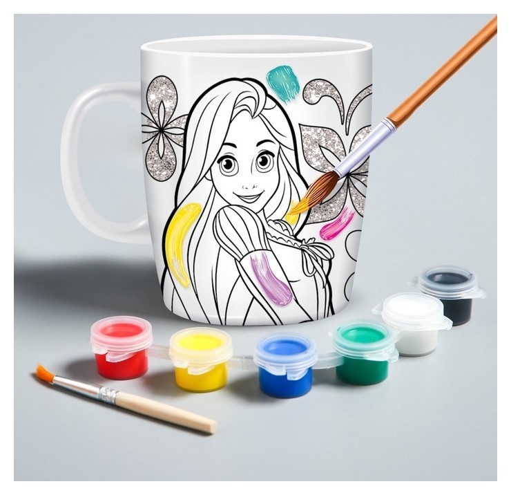 Кружка под роспись «Рапунцель», принцессы дисней, 250 мл, Разноцветный 
Кружка под роспись «Рапунцель», принцессы дисней, 250 мл, Разноцветный