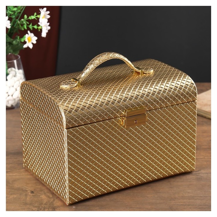 Шкатулка кожзам под часы 1 отделение и бижутерию "Золото" 18х25х18,5 см, Золотистый 
Шкатулка кожзам под часы 1 отделение и бижутерию "Золото" 18х25х18,5 см, Золотистый