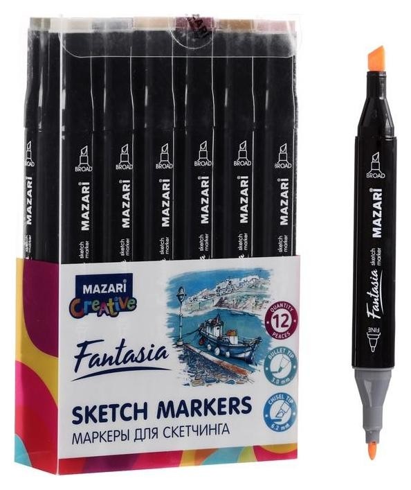 Маркер худож набор Mazari Fantasia 12цв Skin+wood Colors(2ст:пулевид3.0/клиновид6.2)пвх, Разноцветный
Маркер худож набор Mazari Fantasia 12цв Skin+wood Colors(2ст:пулевид3.0/клиновид6.2)пвх, Разноцветный