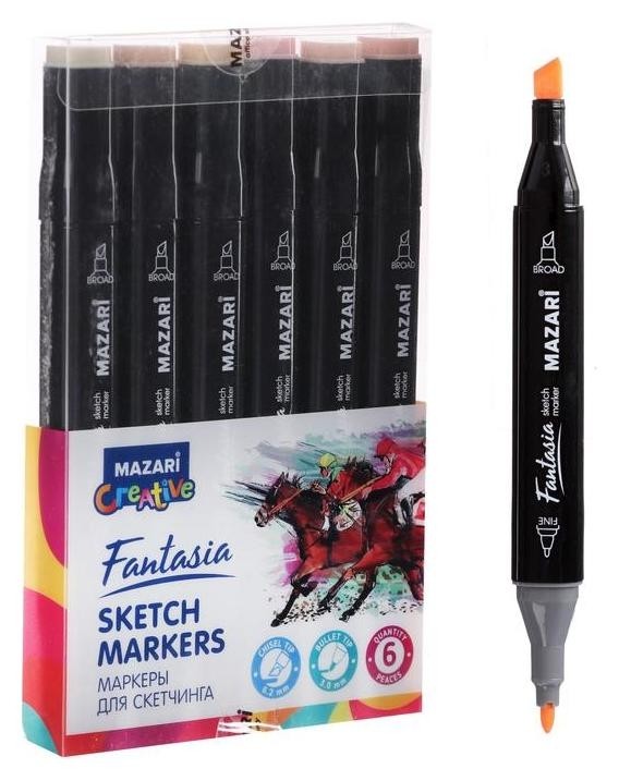 Маркер худож набор Mazari Fantasia 6цв Skin Colors (2ст:пулевид3.0/клиновид6.2) пвх- упак, Разноцветный
Маркер худож набор Mazari Fantasia 6цв Skin Colors (2ст:пулевид3.0/клиновид6.2) пвх- упак, Разноцветный