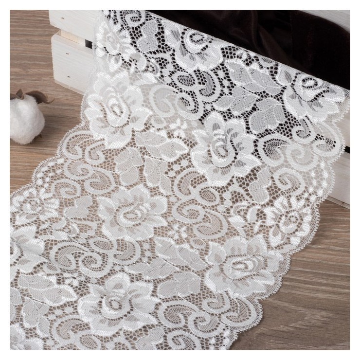 Кружево эластичное, нейлон, 180 мм × 2,7 ± 0,5 м, цвет молочный, Белый
Кружево эластичное, нейлон, 180 мм × 2,7 ± 0,5 м, цвет молочный, Белый