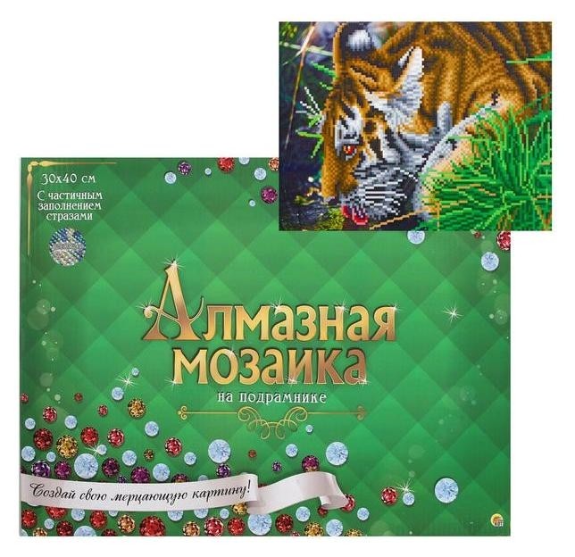 Алмазная мозаика блестящая 30х40 см, с подрамником, с частичным заполнением, 20 цветов «Тигр у ручья»
Алмазная мозаика блестящая 30х40 см, с подрамником, с частичным заполнением, 20 цветов «Тигр у ручья»