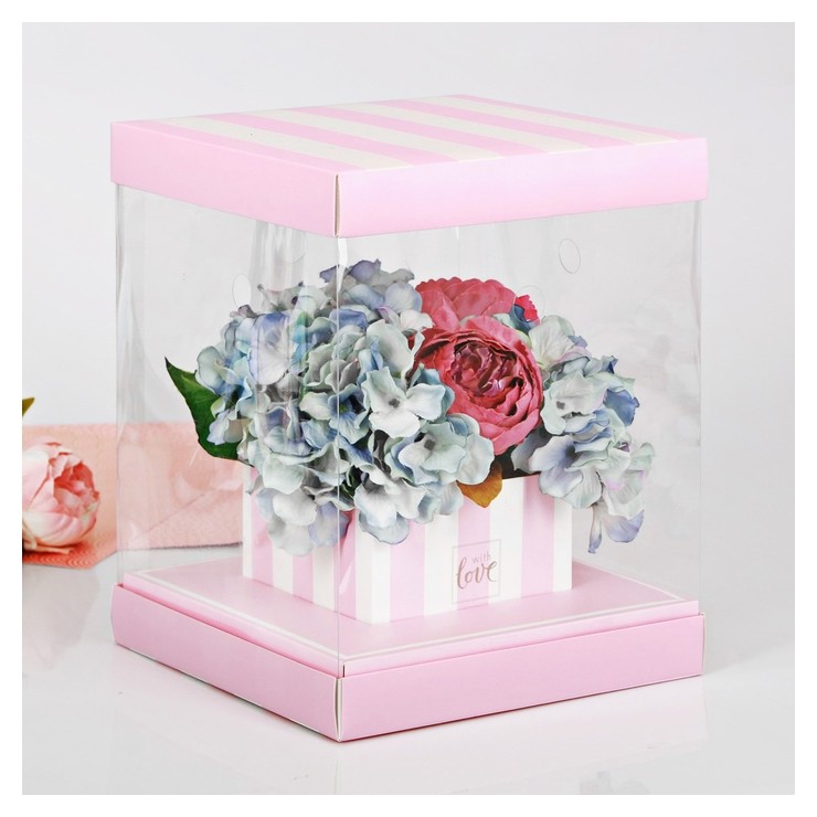 Коробка для цветов с вазой и Pvc-окнами With Love, складная, 23 × 30 × 23 см, Розовый
Коробка для цветов с вазой и Pvc-окнами With Love, складная, 23 × 30 × 23 см, Розовый