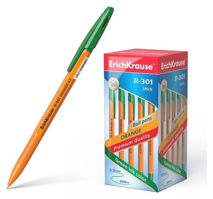 Ручка шариковая Erich Krause R-301 Orange Stick, узел 0.7 мм, чернила зелёные, длина линии письма 2000 метров, штрихкод на ручке, Оранжевый
Ручка шариковая Erich Krause R-301 Orange Stick, узел 0.7 мм, чернила зелёные, длина линии письма 2000 метров, штрихкод на ручке, Оранжевый