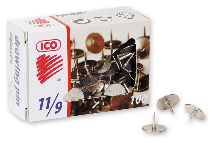 Кнопки Ico, 11 мм, стальные, 100 шт. карт.уп., Серебристый
Кнопки Ico, 11 мм, стальные, 100 шт. карт.уп., Серебристый