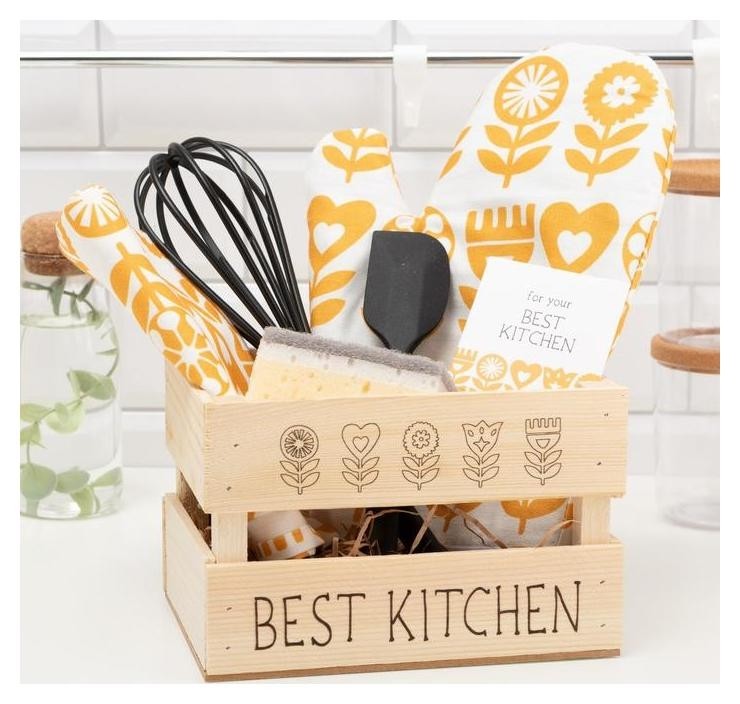 Набор подарочный Best Kitchen: полотенце, варежка-прихватка, кухонная лопатка, венчик, губка
Набор подарочный Best Kitchen: полотенце, варежка-прихватка, кухонная лопатка, венчик, губка