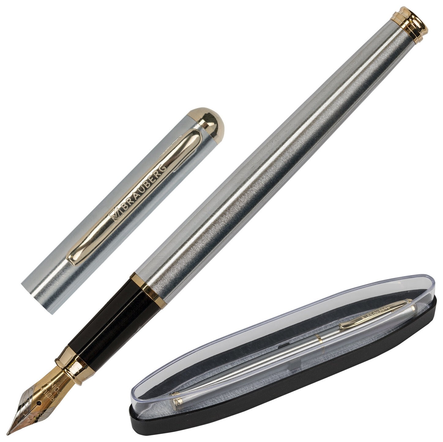 Ручка подарочная перьевая Brauberg Maestro, синяя, корпус серебристый с золотистыми деталями, линия письма 0,25 мм, 143469
Ручка подарочная перьевая Brauberg Maestro, синяя, корпус серебристый с золотистыми деталями, линия письма 0,25 мм, 143469