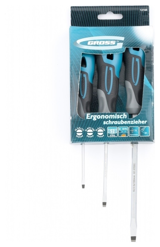 Набор отверток SL, 3 шт, S2, трехкомпонентная рукоятка
Набор отверток SL, 3 шт, S2, трехкомпонентная рукоятка