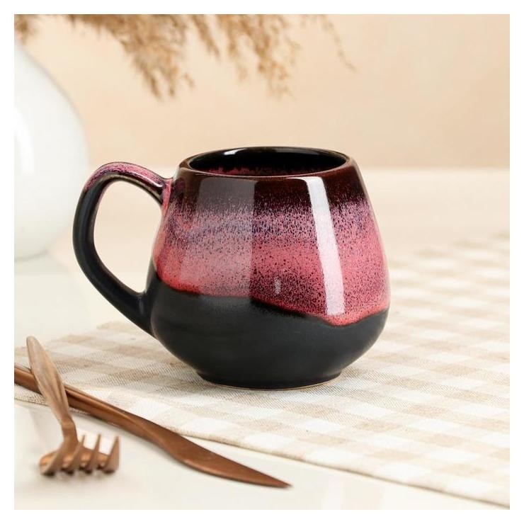 Кружка "Бочка", глазурь, матовая, чёрно-красная, 0.4 л 
Кружка "Бочка", глазурь, матовая, чёрно-красная, 0.4 л