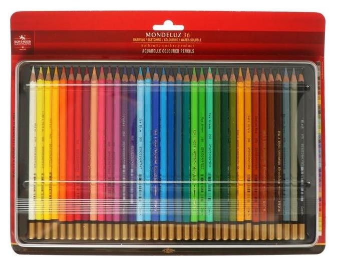 Карандаши акварельные K-i-n Mondeluz 3725 Braun Line 36цв, мет.кор, блистер