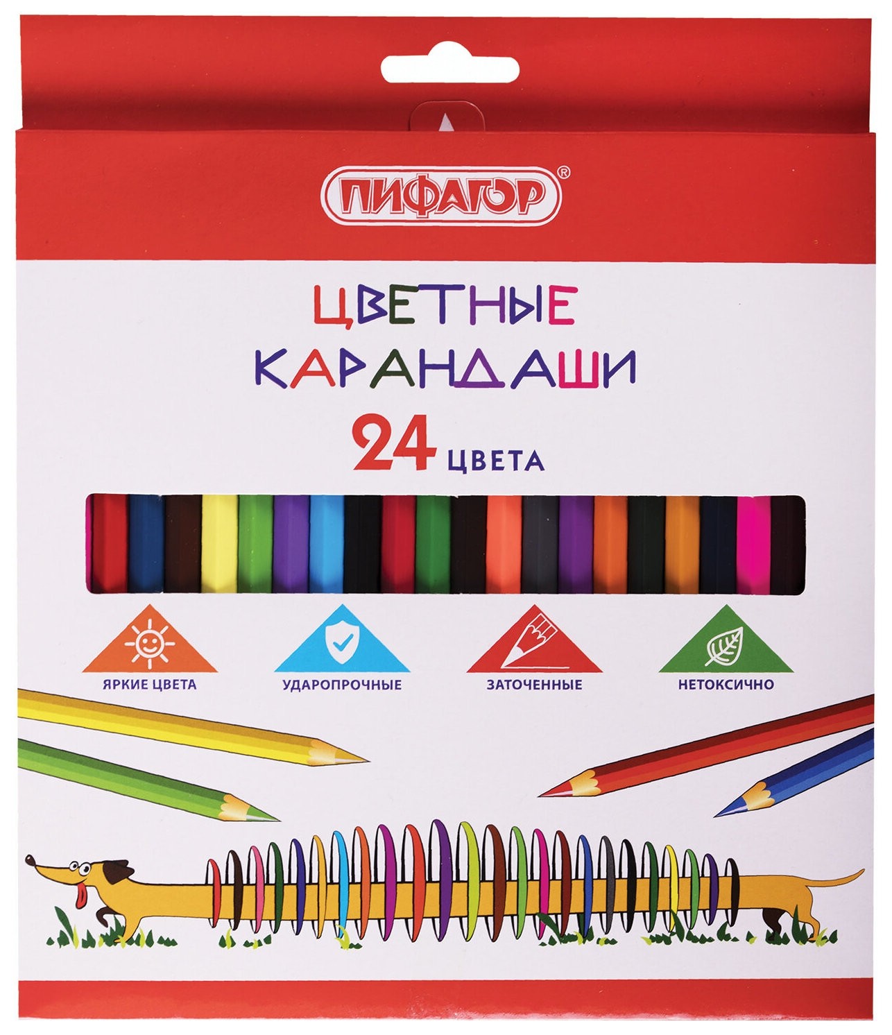 Карандаши цветные пифагор "Веселая такса", 24 цвета, классические, заточенные, 181808
Карандаши цветные пифагор "Веселая такса", 24 цвета, классические, заточенные, 181808