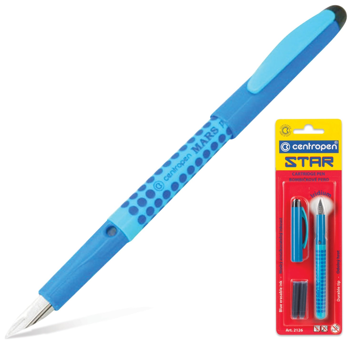Ручка перьевая Centropen "Star", корпус ассорти, иридиевое перо, 2 сменных картриджа, блистер
Ручка перьевая Centropen "Star", корпус ассорти, иридиевое перо, 2 сменных картриджа, блистер