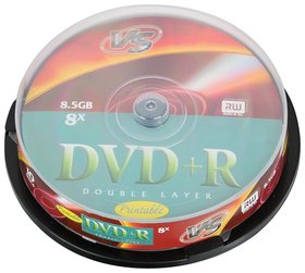 Диски Dvd+r Vs 8,5 Gb 8x, комплект 10 шт., Cake Box, двухслойный Vs