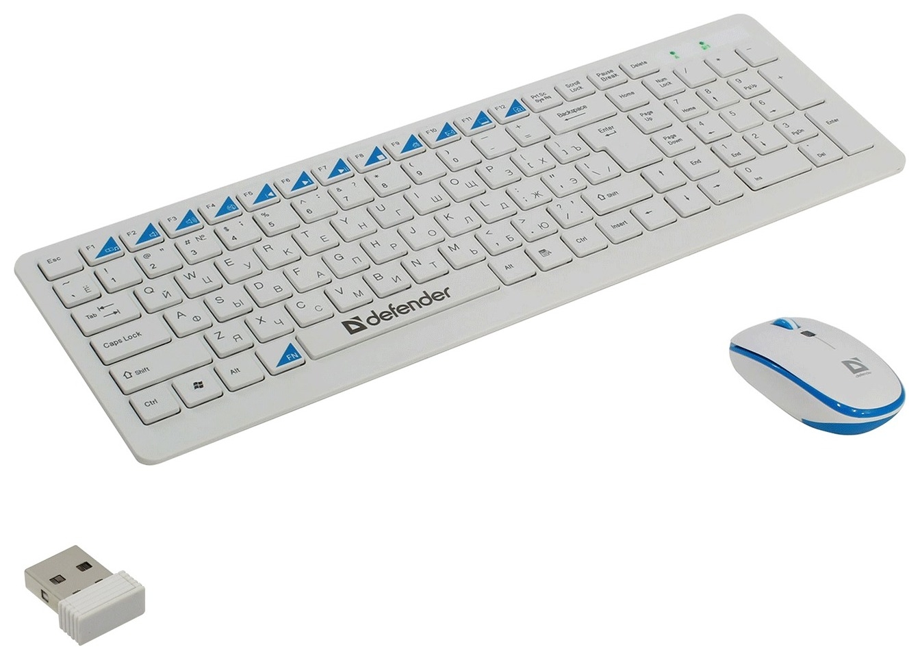 Набор беспроводной Defender Skyline 895, клавиатура, мышь 3 кнопки + 1 колесо-кнопка, белый