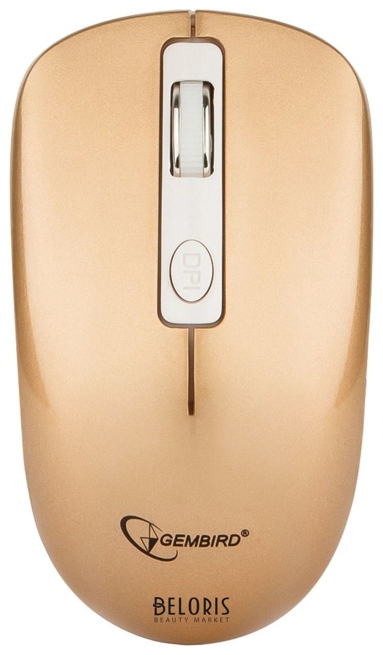 Мышь беспроводная бесшумная Gembird Musw-400-g, 3 кнопки+1 колесо-кнопка, оптическая, бело-золотая Gembird