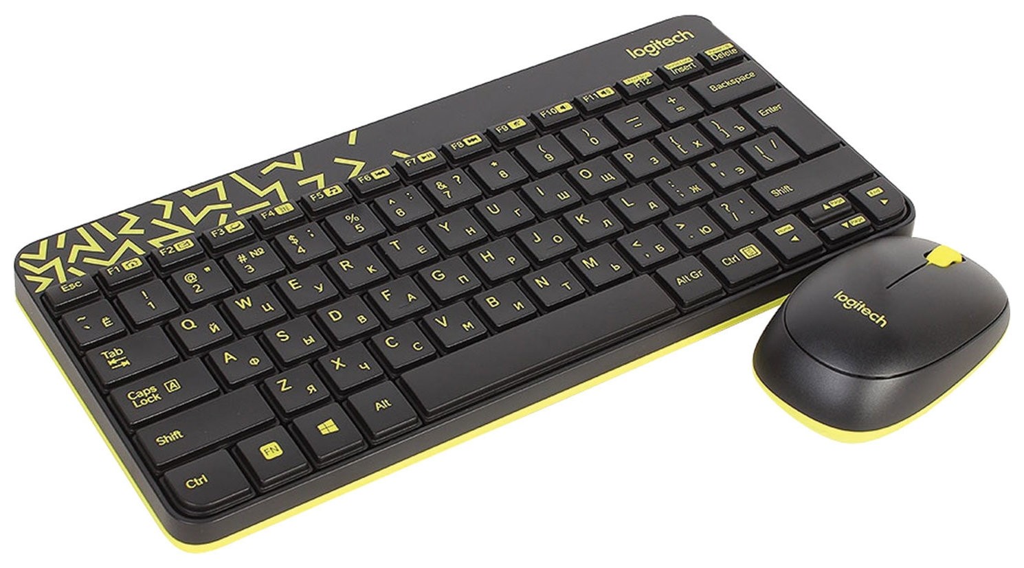 Набор беспроводной LOGITECH Wireless Combo MK240, клавиатура, мышь 2 кнопки + 1 колесо-кнопка, чёрно-жёлтый