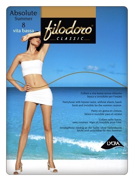 Колготки женские с заниженной талией Absolute Summer 8 Den Vita Bassa  Filodoro