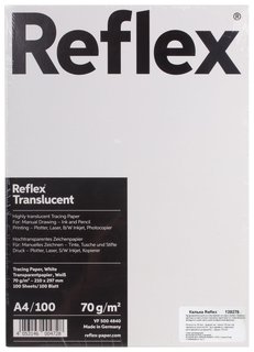 Калька REFLEX А4, 70 г/м, 100 листов, Германия, белая Reflex