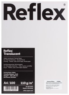 Калька REFLEX А4, 110 г/м, 100 листов, Германия, белая Reflex