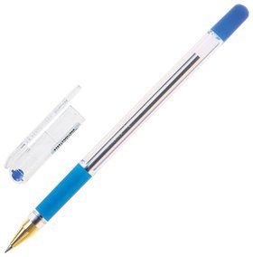 Ручка шариковая масляная с грипом Munhwa "Mc Gold", синяя, корпус прозрачный, узел 0,5 мм, линия письма 0,3 мм  Munhwa