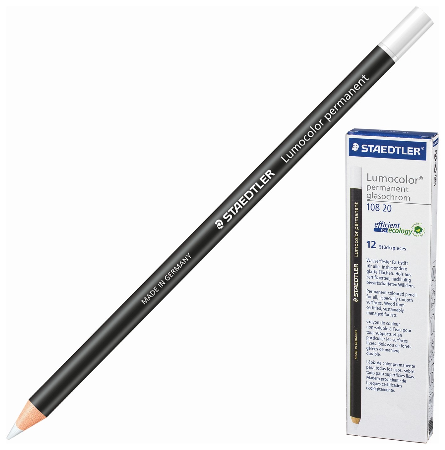 

Маркер-карандаш сухой перманентный для любой поверхности Staedtler, белый, 4,5 мм