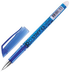 Ручка стираемая гелевая Staff, синяя, хромированные детали, узел 0,5 мм, линия письма 0,35 мм Staff