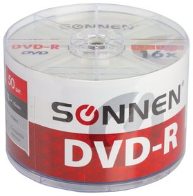 Диски Dvd-r Sonnen 4,7 Gb 16x Bulk, комплект 50 шт. Sonnen