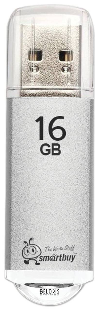 Флэш-диск 16 GB, SMARTBUY V-Cut, USB 2.0, металлический корпус, серебристый  Smartbuy