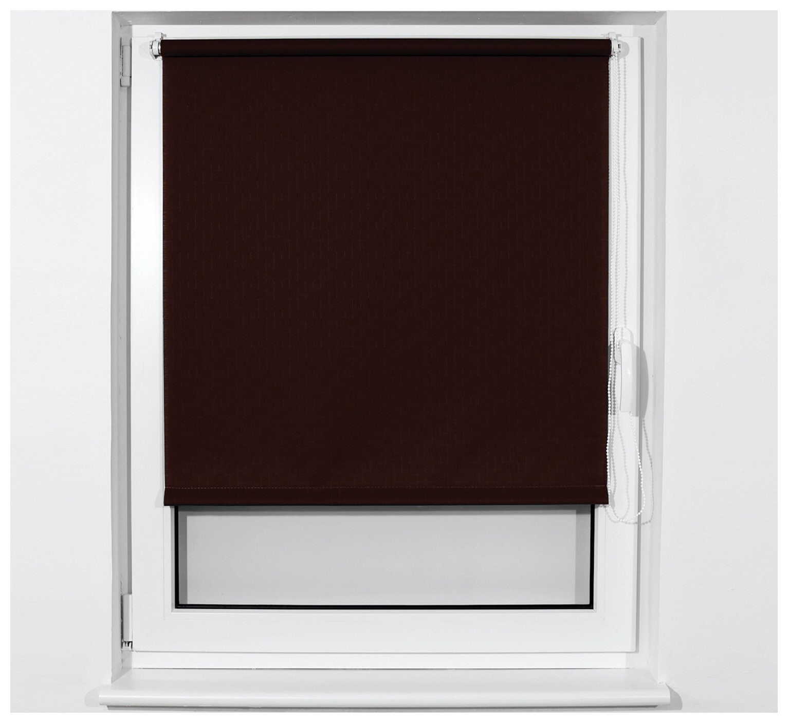 Штора рулонная BRABIX 40х175 см, текстура - лён, защита 55-85%, 200 г/м2, коричневый S-17  Brabix