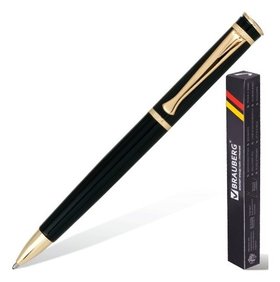 Ручка бизнес-класса шариковая Brauberg "Perfect Black", корпус черный, узел 1 мм, линия письма 0,7 мм, синяя Brauberg
