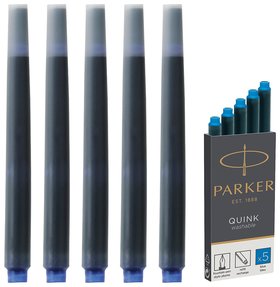 Картриджи чернильные Parker "Cartridge Quink", комплект 5 шт., смываемые чернила, синие Parker