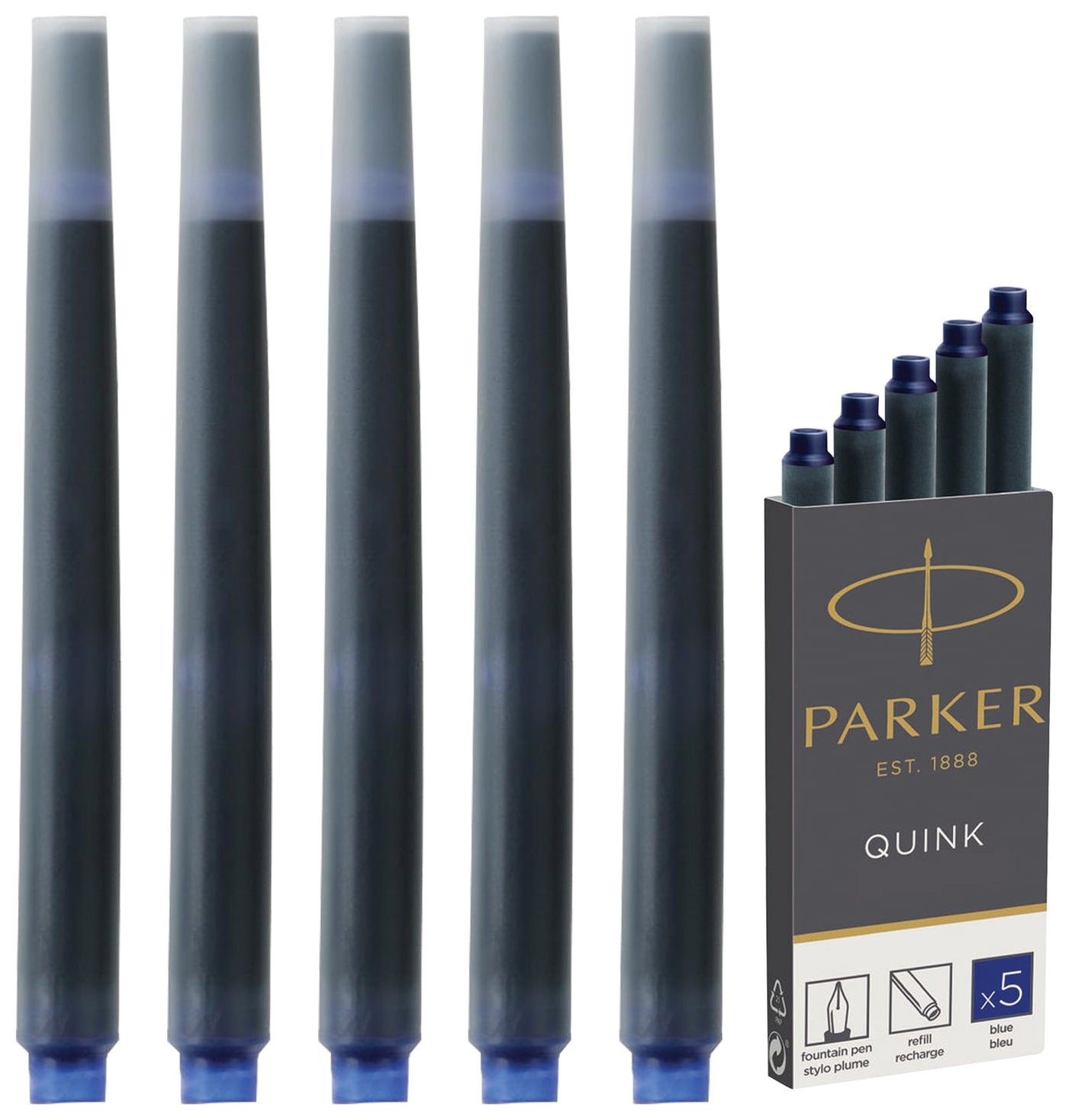 

Картриджи чернильные Parker "Cartridge Quink", комплект 5 шт., синие