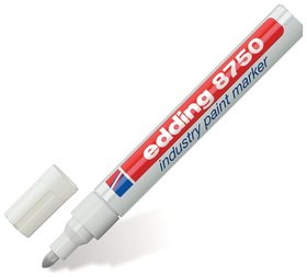 Маркер-краска лаковый (Paint Marker) Edding "8750", белый, 2-4 мм, круглый наконечник, алюминиевый корпус  Edding
