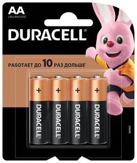 Батарейки Basic, AA (LR06, 15А), алкалиновые, 4 шт. Duracell