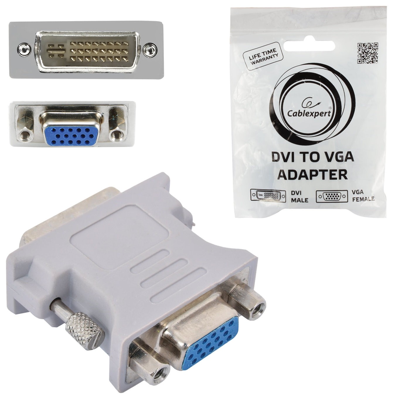 

Переходник Dvi-vga, Cablexpert, M-f, для передачи аналогового видео