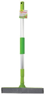 Стекломойка алюминиевая телескопическая ручка 50-90 см, рабочая часть 25 см (стяжка, губка, ручка) Любаша