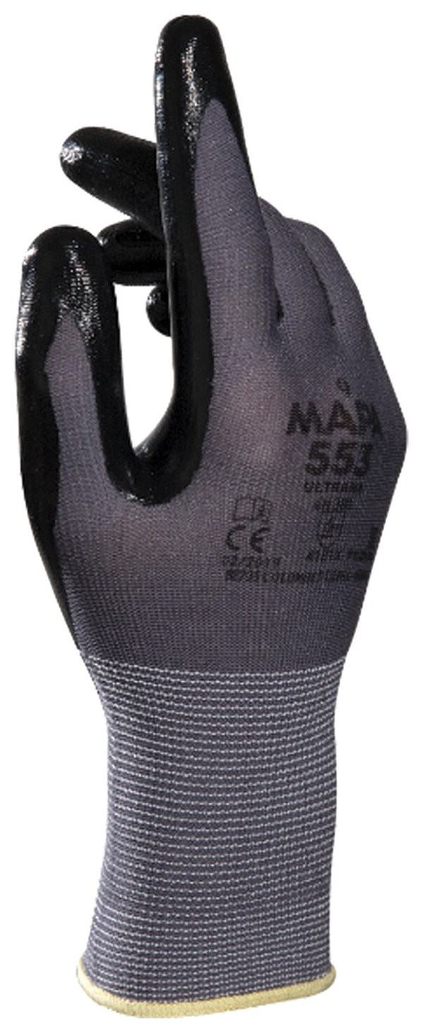Перчатки текстильные MAPA Ultrane 553, нитриловое покрытие (облив), размер 10 (XL), черные