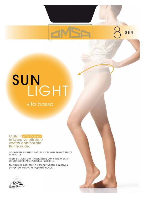 Колготки женские с заниженной талией Sun Light 8 Den Vita Bassa  Omsa