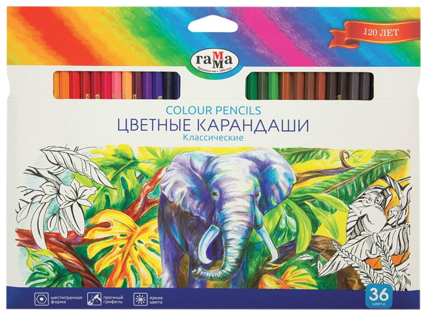 Гамма карандаши цветные классические 36 цветов