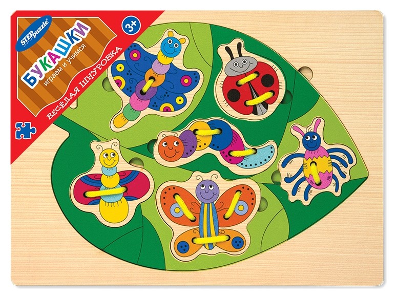 

Игра из дерева "Весёлая шнуровка: Букашки"