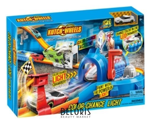Игровой набор автотрек с меняющей цвет машинкой, туннель со светом Kutch Wheels