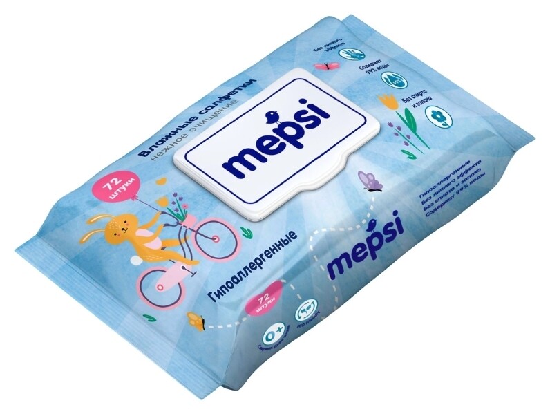 Влажные салфетки гипоаллергенные детские  Mepsi