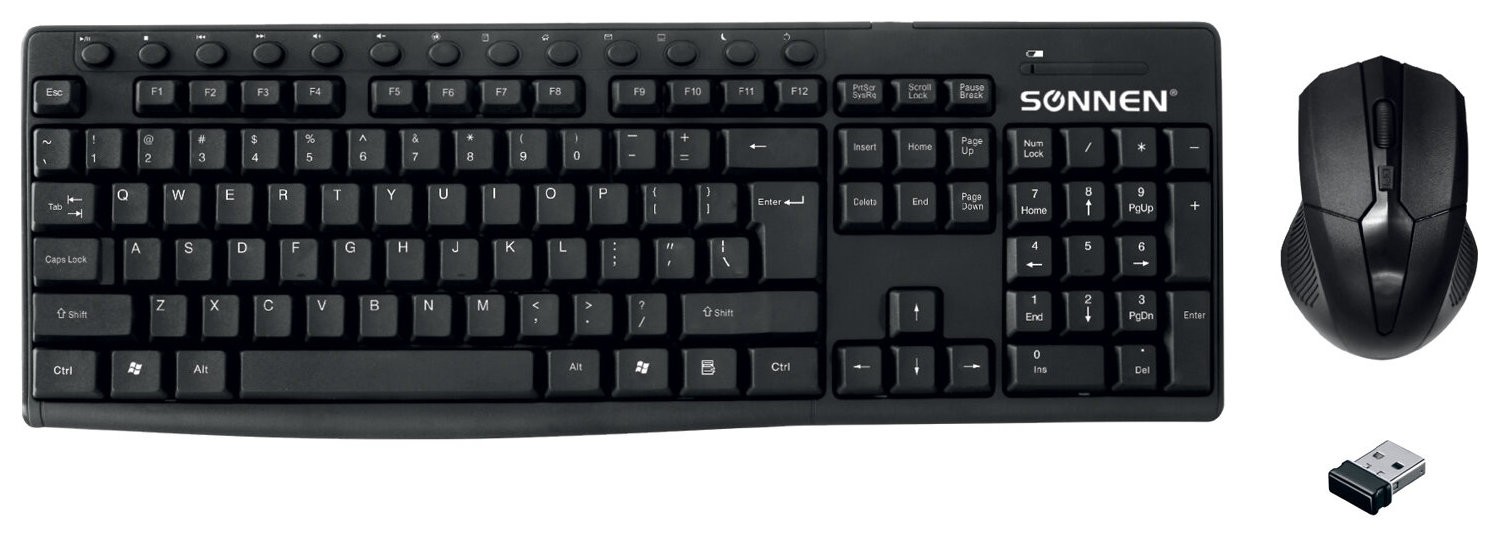 Набор беспроводной K-648, клавиатура 117 клавиш, мышь 4 кнопки 1600 Dpi, черный
