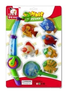 Игровой набор Рыбалка с магнитным спиннингом, сачком и заводными рыбками, 8 предметов S+S toys