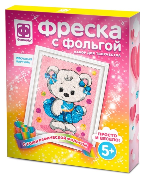 

Картина-фреска из песка с фольгой Пушинка