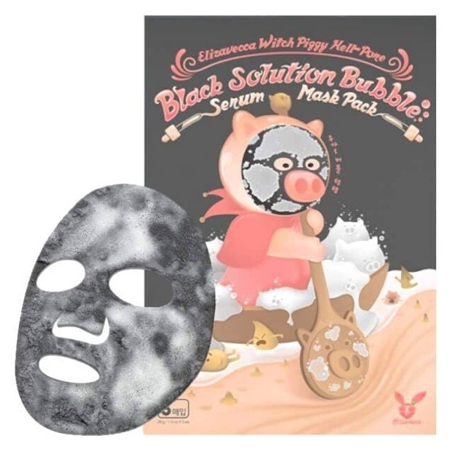 Маска для лица тканевая Black Solution Bubble Serum Mask Pack Elizavecca