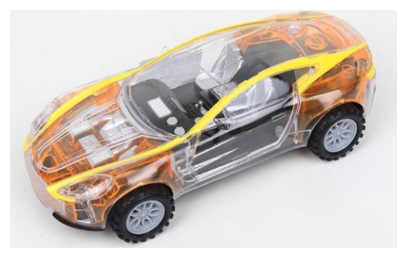 Машинка инерционная со светящимся кузовом и звуком, цвет оранжевый/серый