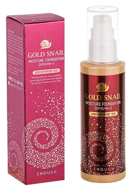 Омолаживающий тональный крем с муцином улитки антивозрастной Gold Snail Moisture Foundation SPF30  Enough (Инаф)