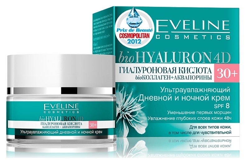 Крем для лица ультраувлажняющий дневной и ночной 30+ SPF 8 Eveline Cosmetics